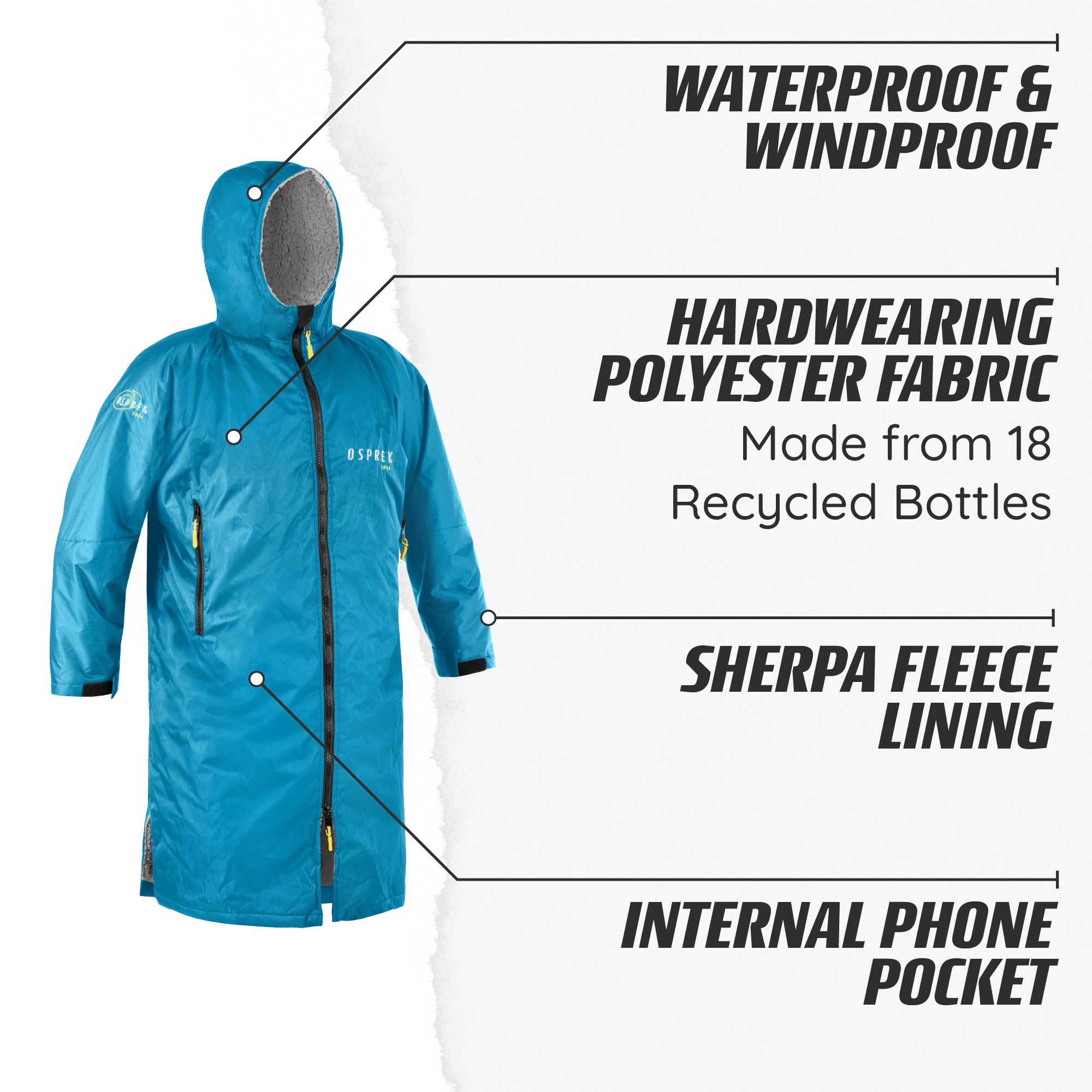 Osprey Changing Robe for Kids and Adults, Waterproof Changing Robe, Swimming and Beach Robe, Unisex, Multiple Colours