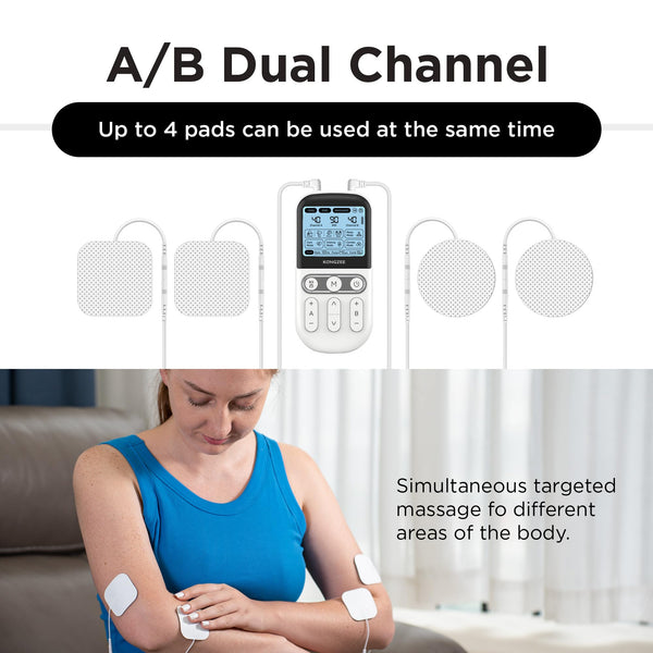 4 in 1 - D.I.Y & Tens Unit & EMS & Massage Muscle Stimulator, Dual Channel Therapy Machine for Pain Relief, FDA Cleared Rechargeable Electronic Pulse Massager,with 12pcs Electrode Pads