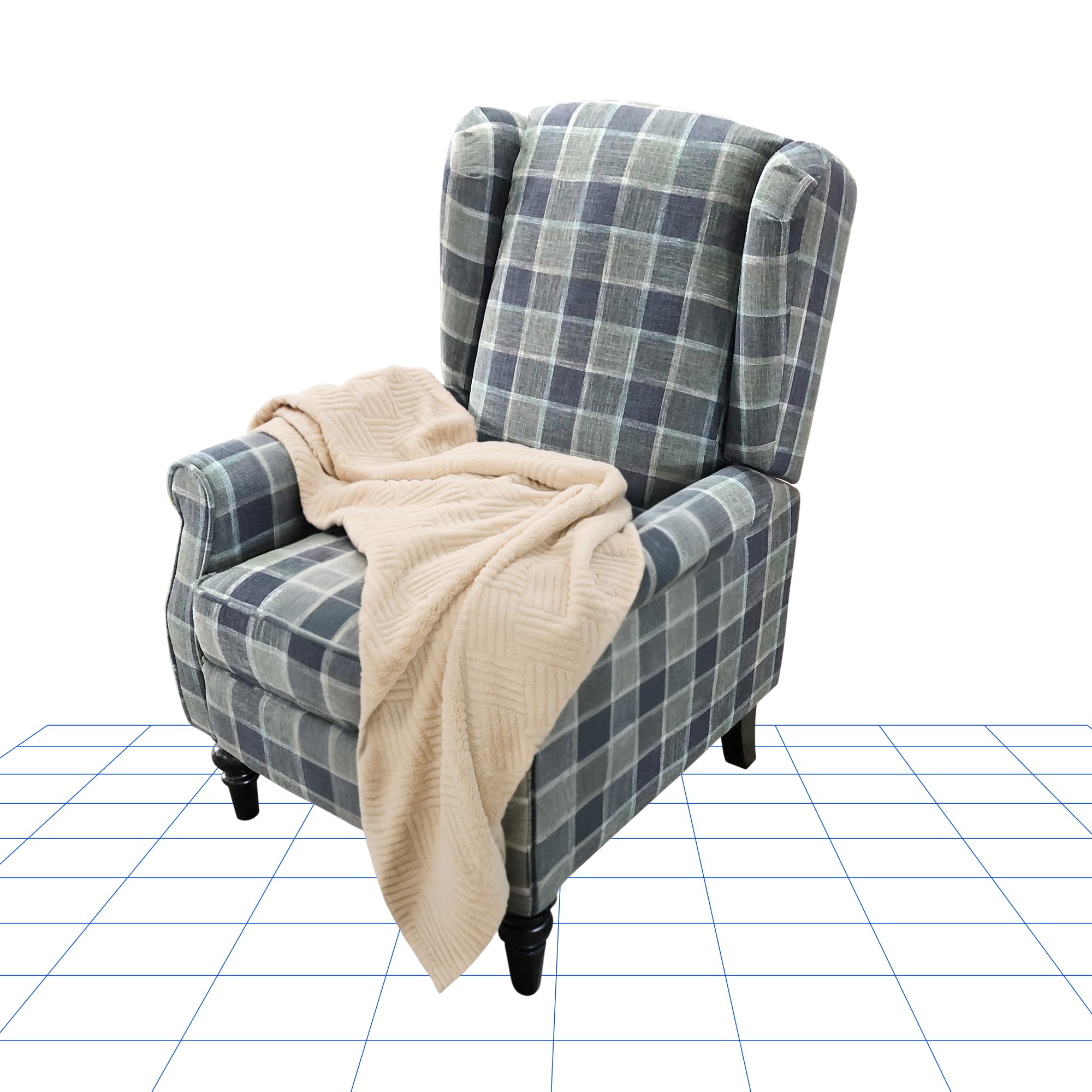 FLEXISPOT Recliner Chair Adjustable Armchair Single Seat Chair with Blanket for Relaxing Accent Chair Pushback for Living Room Bedroom Wing Back Reclining Sofa, Grey