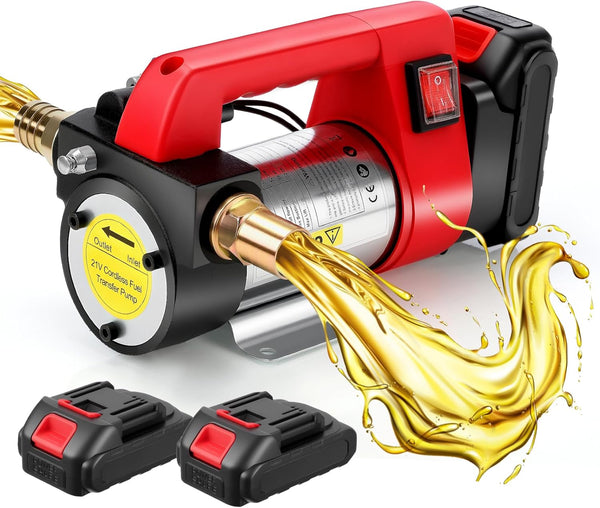 GEARLASSO 21V 260W Battery Powered Diesel Transfer Pump, Electric Fuel Transfer Pump Kit with 2000mAh Battery 12GPM Portable Cordless for Tractor Caravan Truck Boats Yachts No Hoses Included