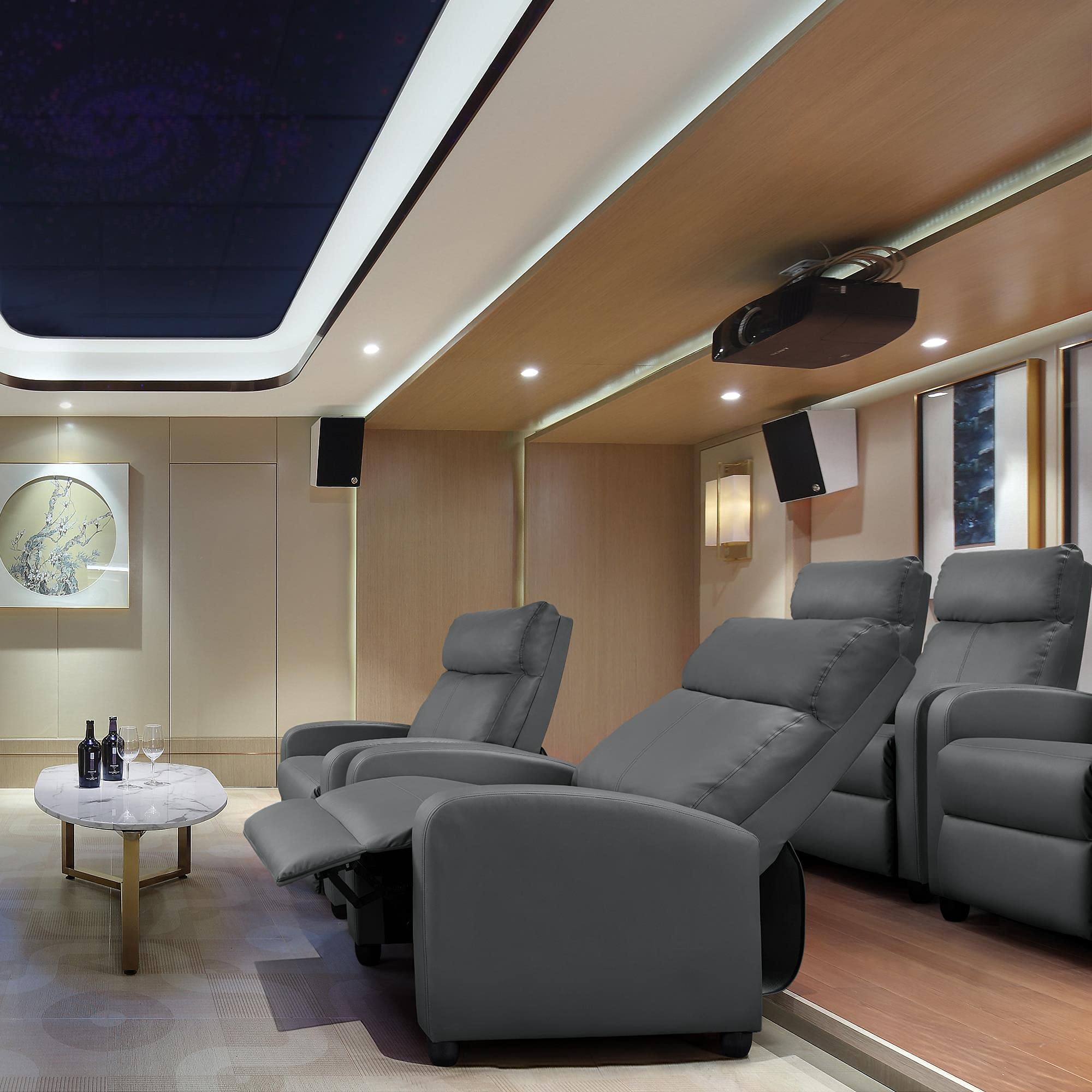 Yaheetech Recliner Armchair Single Padded Seat Boucle Fabric Sofa Lounge Home Living Room Theater Adjustable Leg Rest and Reclining Functions Ivory