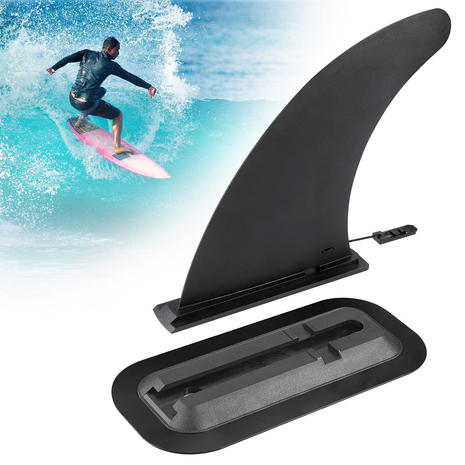 Zocipro Removable Universal SUP Fin, Nylon Safe Reinforced Surfboard Fins, Paddle Board Fins as SUP Fin Replacement Canoe Accessories for Longboard Surfboard, Inflatable Paddle Board, Foam Surfboard