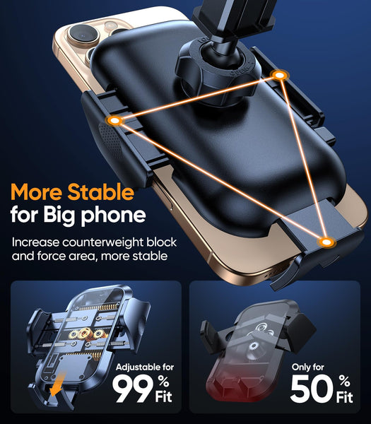 2025 BEST [Rally Racing-Grade] Car Phone Holder for Cars [88+LBS Strongest Suction] 3In 1 Dashboard Windscreen Vent Mobile Phone Holder for Car [Big phone & Thick Case Friendly] for iPhone Samsung