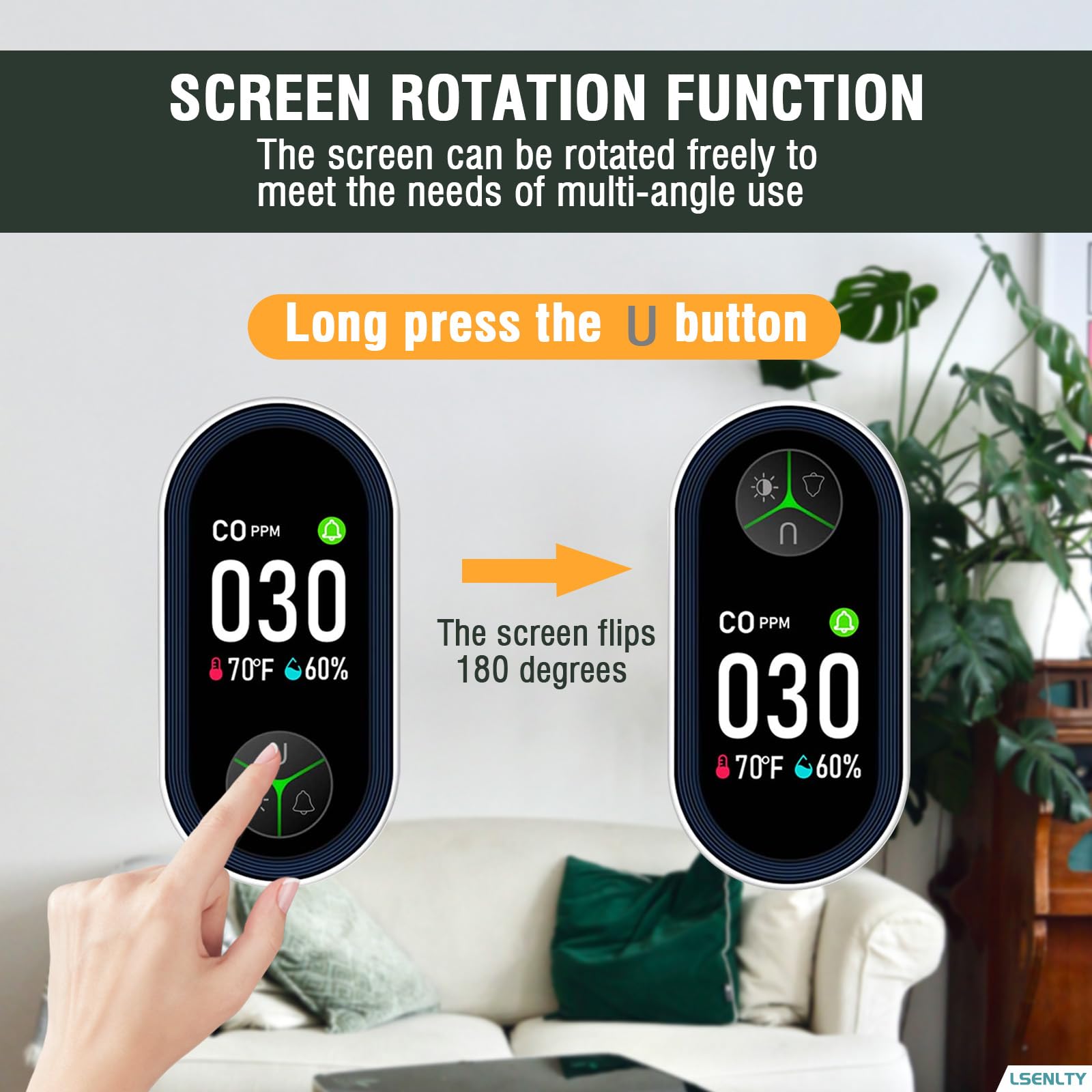 LSENLTY Upgraded Carbon Monoxide Detector Plug in Wall, Carbon Monoxide Detectors with HD Screen&Indicator Visual&Audible Alarm, 3-in-1 CO Detector(CO Gas Meter, Temp and Humidity) for Home RV Travel