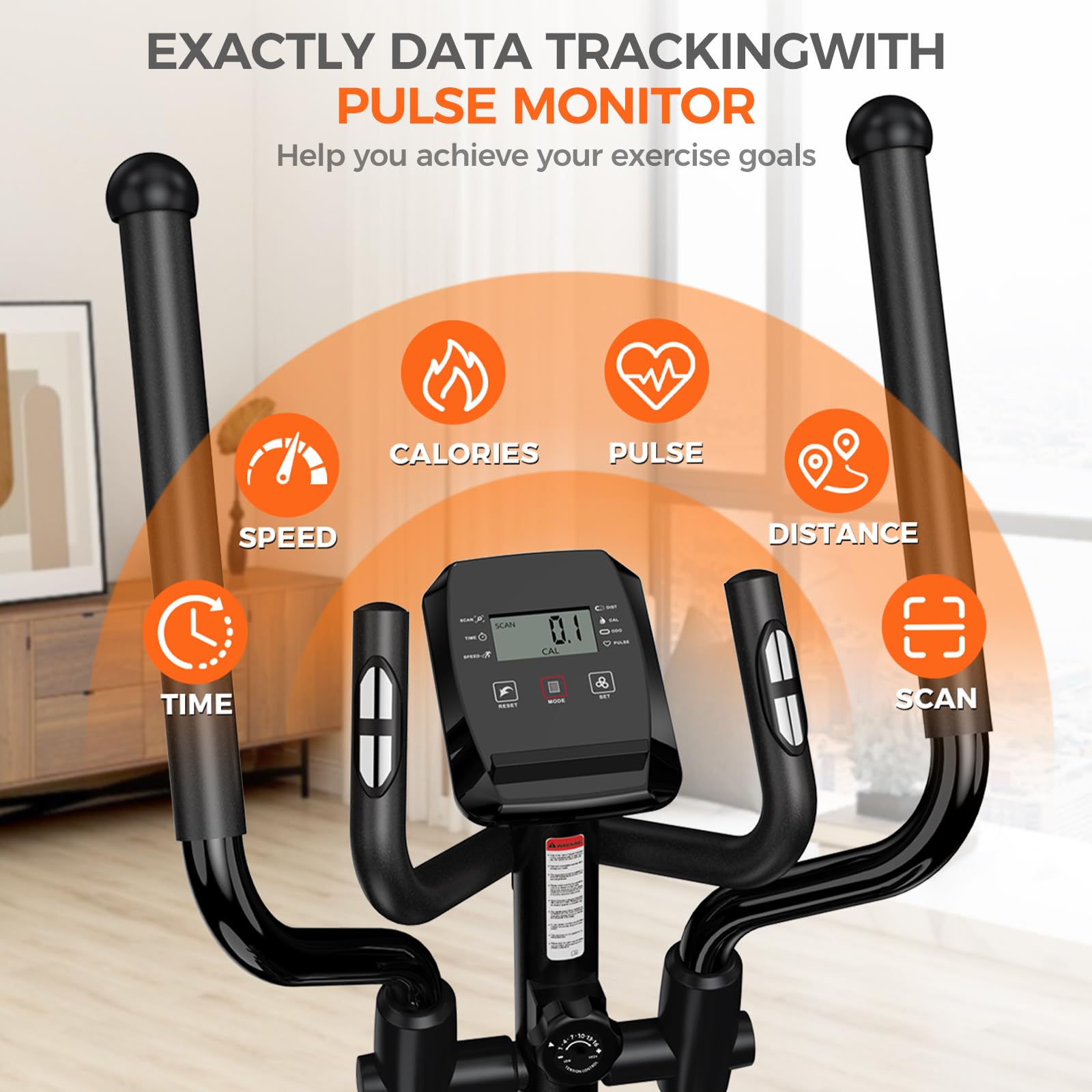 pooboo Elliptical Machine, Elliptical Exercise Machine with 16-Level Resistance&Hyper-Quiet Magnetic Driving System, Elliptical Machine for Home with LCD Monitor&15.5IN Stride, 350LBS Weight Capacity