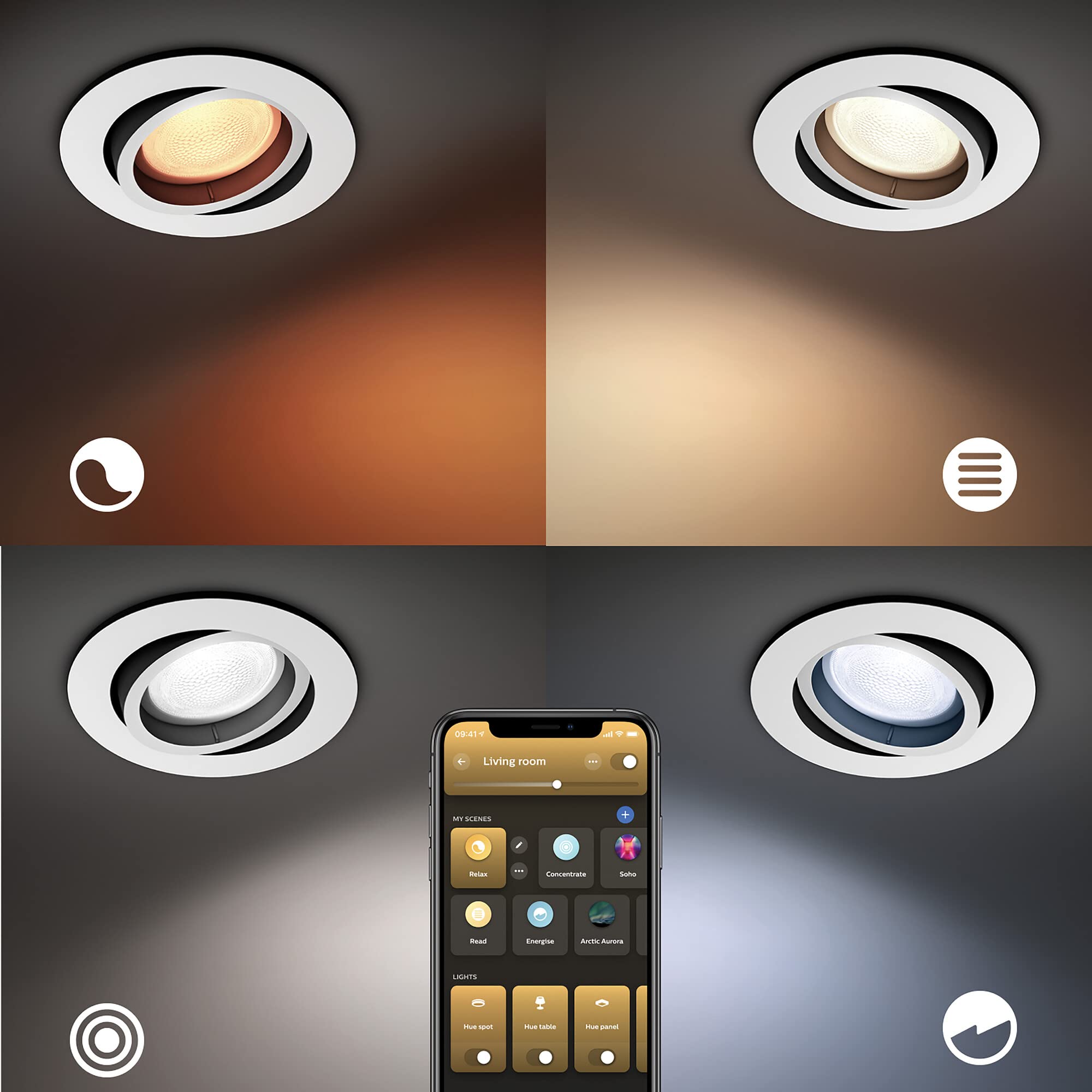 Philips Hue Milliskin White Ambiance Recessed LED Smart Ceiling Spotlight [GU10 Spot] with Bluetooth, White Works with Alexa, Google Assistant and