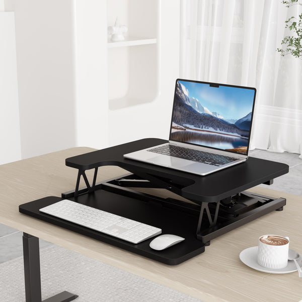 ERGOMAKER Standing Desk Converter, 36"/91cm Wide Height Adjustable Quick Sit to Stand Up Desk Riser for Dual Monitor