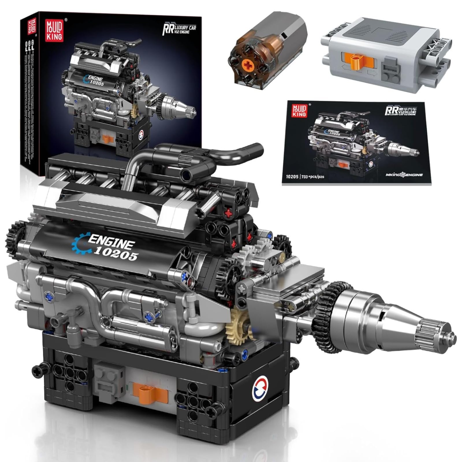 Mould King 10193 Engine Building Blocks Toy Kit, Boxer Engine Clamping Blocks Construction Kit Model, Toy Gift Collectibles for Adults Boys Girls(609 Pieces)