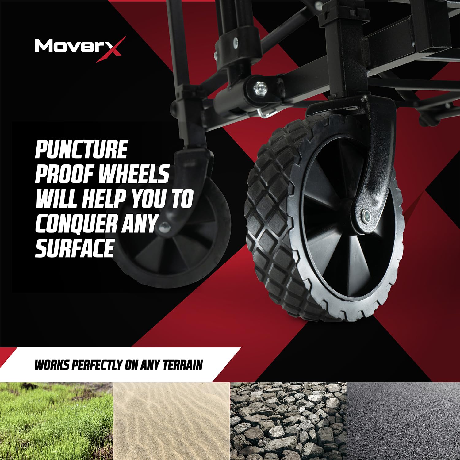 MoverX 70L Festival Trolley on Wheels, Folding Wagon, Portable Camping Cart, Collapsible Foldable Trolly for Beach Outdoor Garden Picnic Shopping