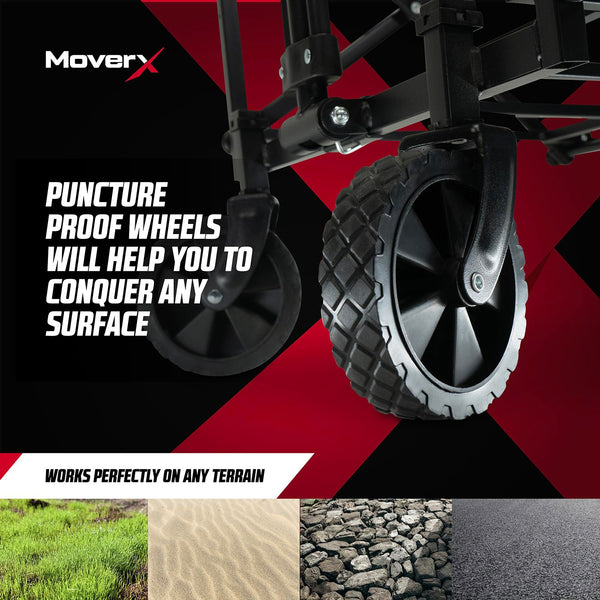 MoverX 70L Festival Trolley on Wheels, Folding Wagon, Portable Camping Cart, Collapsible Foldable Trolly for Beach Outdoor Garden Picnic Shopping