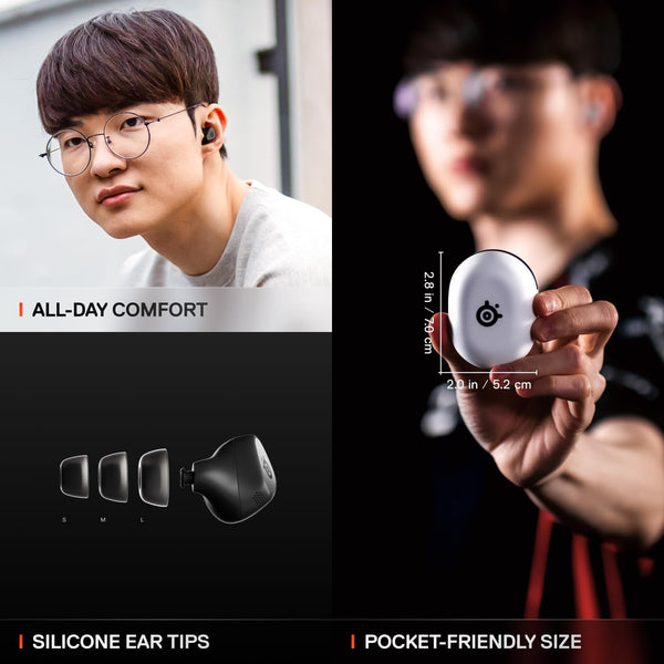 SteelSeries Arctis GameBuds for PS5 - Wireless Gaming Earbuds - 2.4GHz + BT 5.3 - ANC/Transparency - IP55 Water Resistant - 40H Battery - Wireless Charging - PS5, PC, Switch 2, Mobile - White