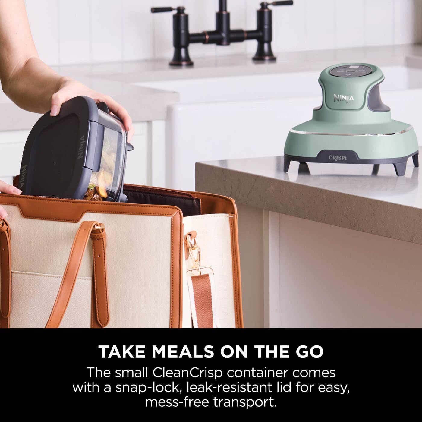 Ninja CRISPi Portable Air Fryer, 3.8L, 4-in-1: Air Fry, Roast, Keep Warm, Recrisp, Space Saving Compact Design, 2x Removable Glass Containers & Lids, 1700W, Cyber Space Blue FN101UKGY