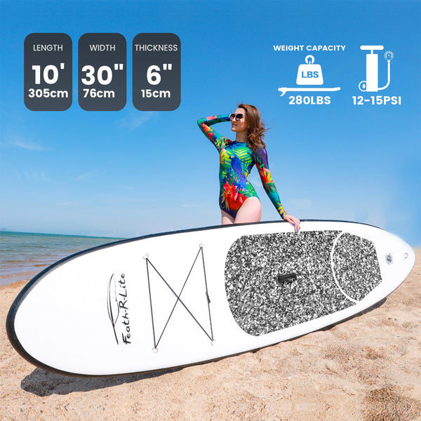 FEATH-R-LITE 10' &11' Inflatable Ultra-Light Stand Up Paddle Board for All Skill Levels Included with SUP, Adj Paddle, Pump, Backpack, Leash