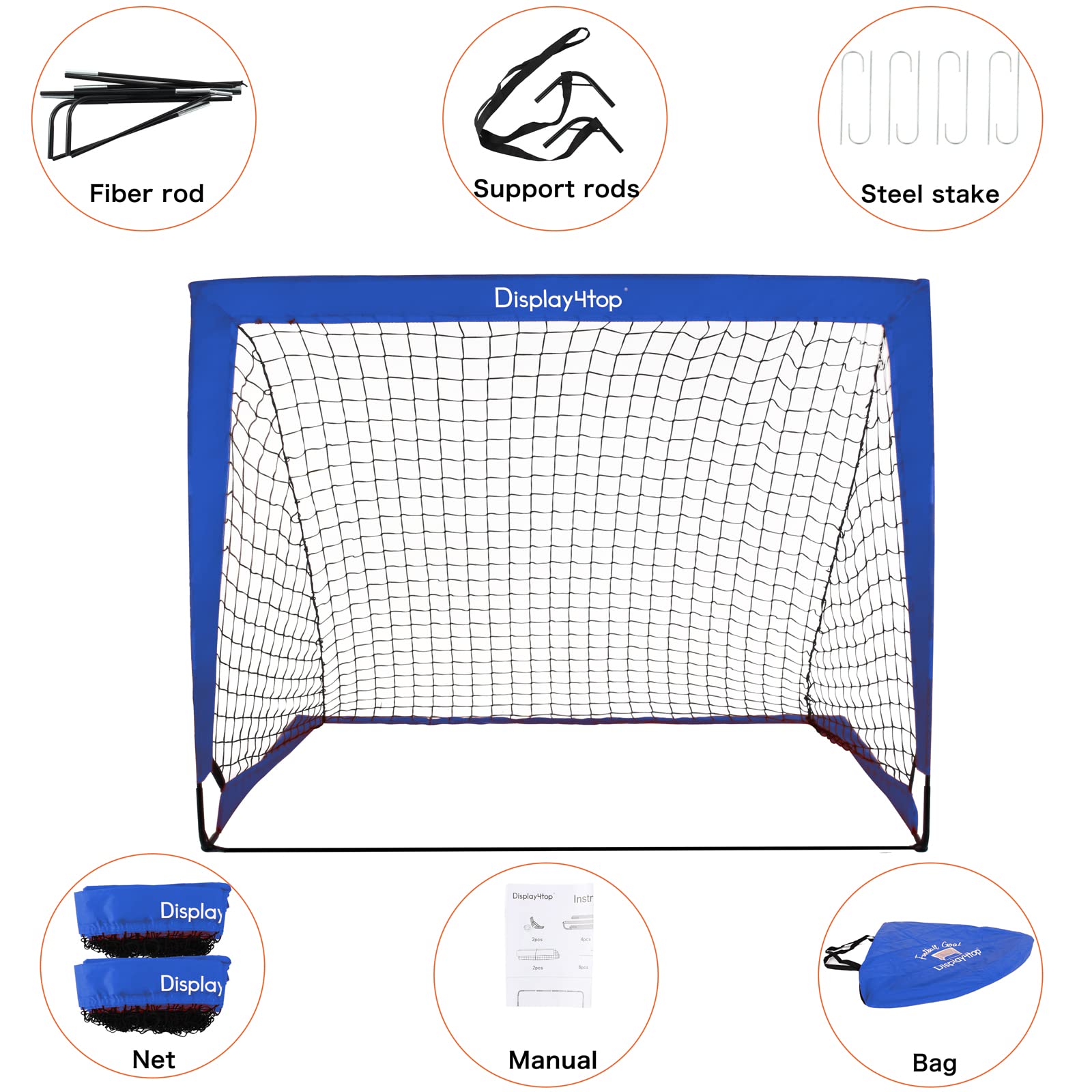Display4top Set of 2 Football Goal with Carry Bag, Footballs Net for Kids Teens, Foldable Pop-up Goals Indoor Outdoor Sport Training for Garden, Park,