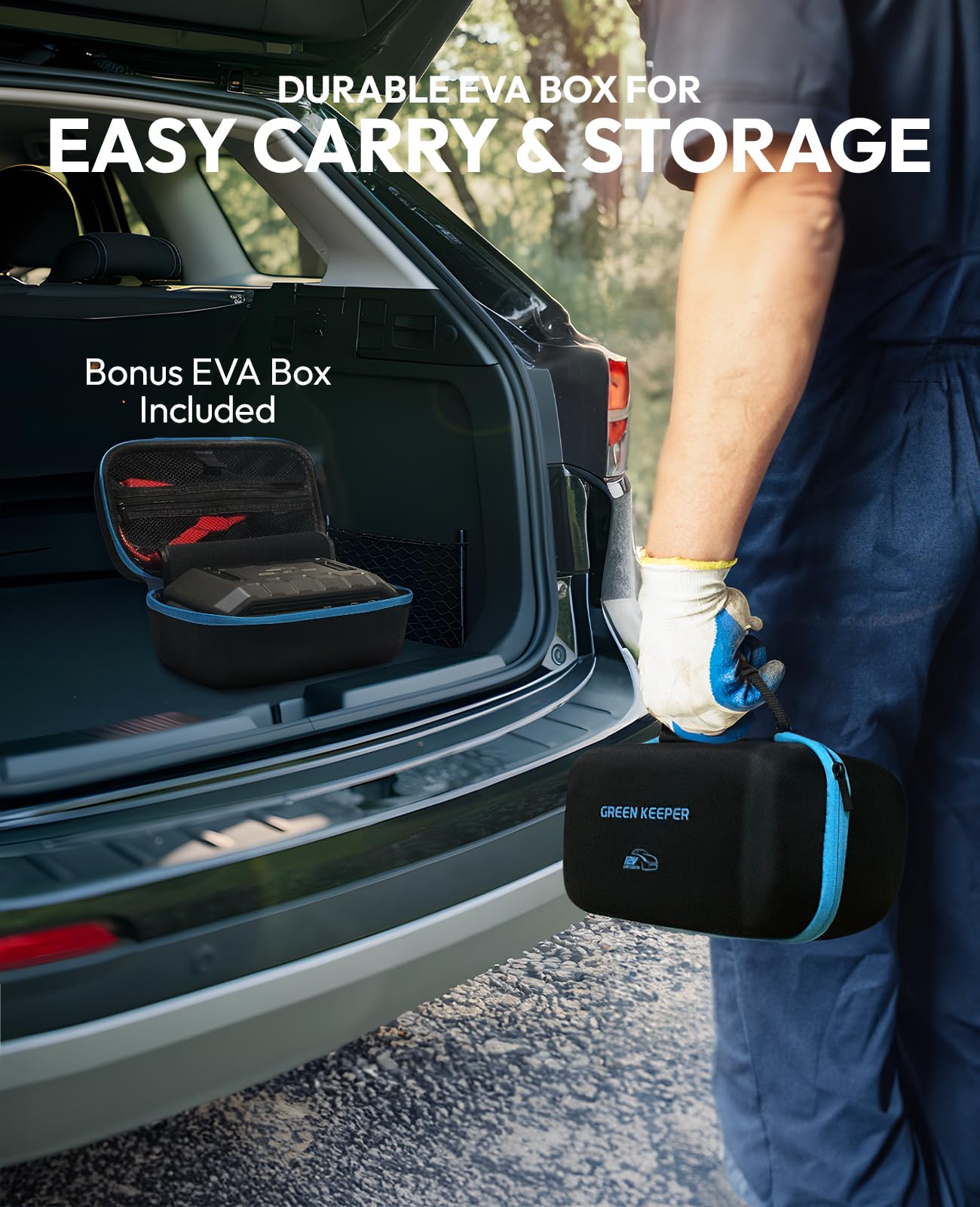 Jump Starter Power Pack Car Battery Starter 2000A 12V for 7.0L Gas & 6.5L Diesel with 12V/6A Output Extension Port, Portable Car Battery Booster 16000mAh Power Bank, High-Efficiency for All Weather