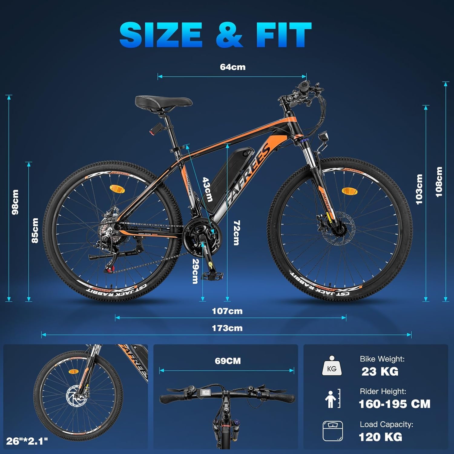 Fafrees 26" Electric Bikes for Adults, 468Wh Removable Battery, Pedal Assist Ebikes for Men Women, 250W Electric Bicycle for City, 25KM/H 21-Speed MTB, HAILONG ONE