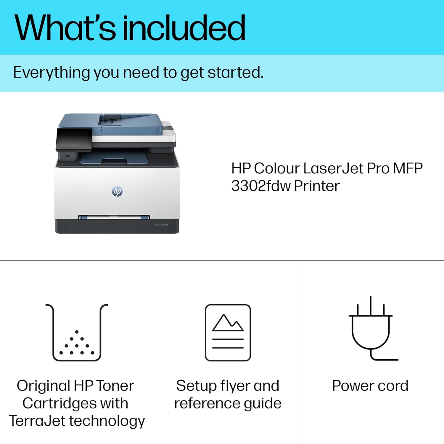 HP LaserJet Pro MFP 3302fdw Laser Printer | Colour | Printer for Small Medium Business | Print, Scan, Copy, Fax | Automatic document feeder | 2-Sided Printing | Wireless | Front USB port | Touchscreen