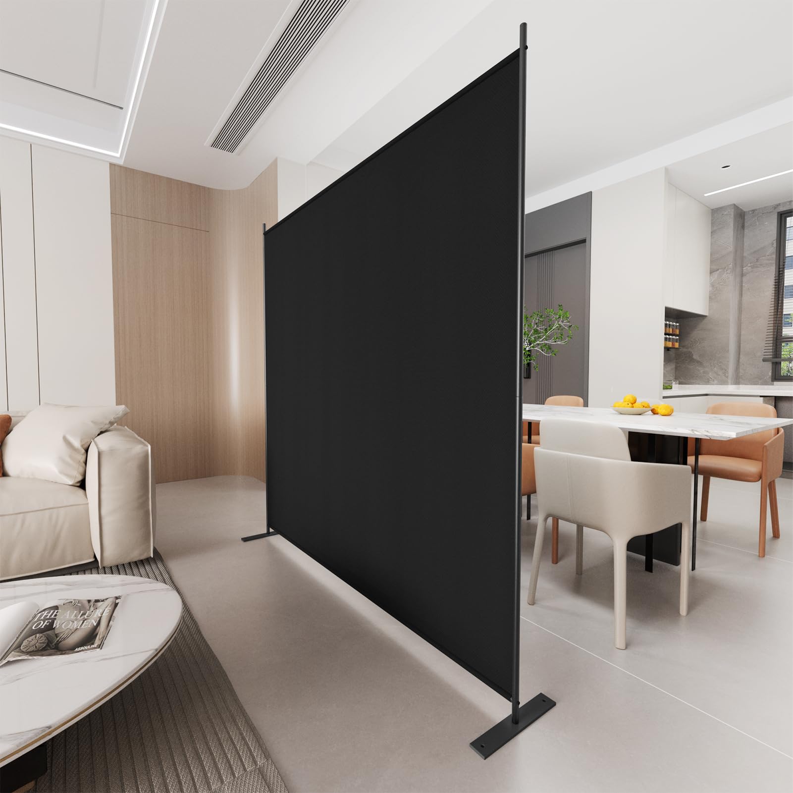 C-Hopetree 6 Panels Room Divider, 180cm Tall Indoor Folding Privacy Screen, Portable Partition Separator, Freestanding Separation Temporary Wall for Office, Bedroom, 304cm W X 180cm H, Black