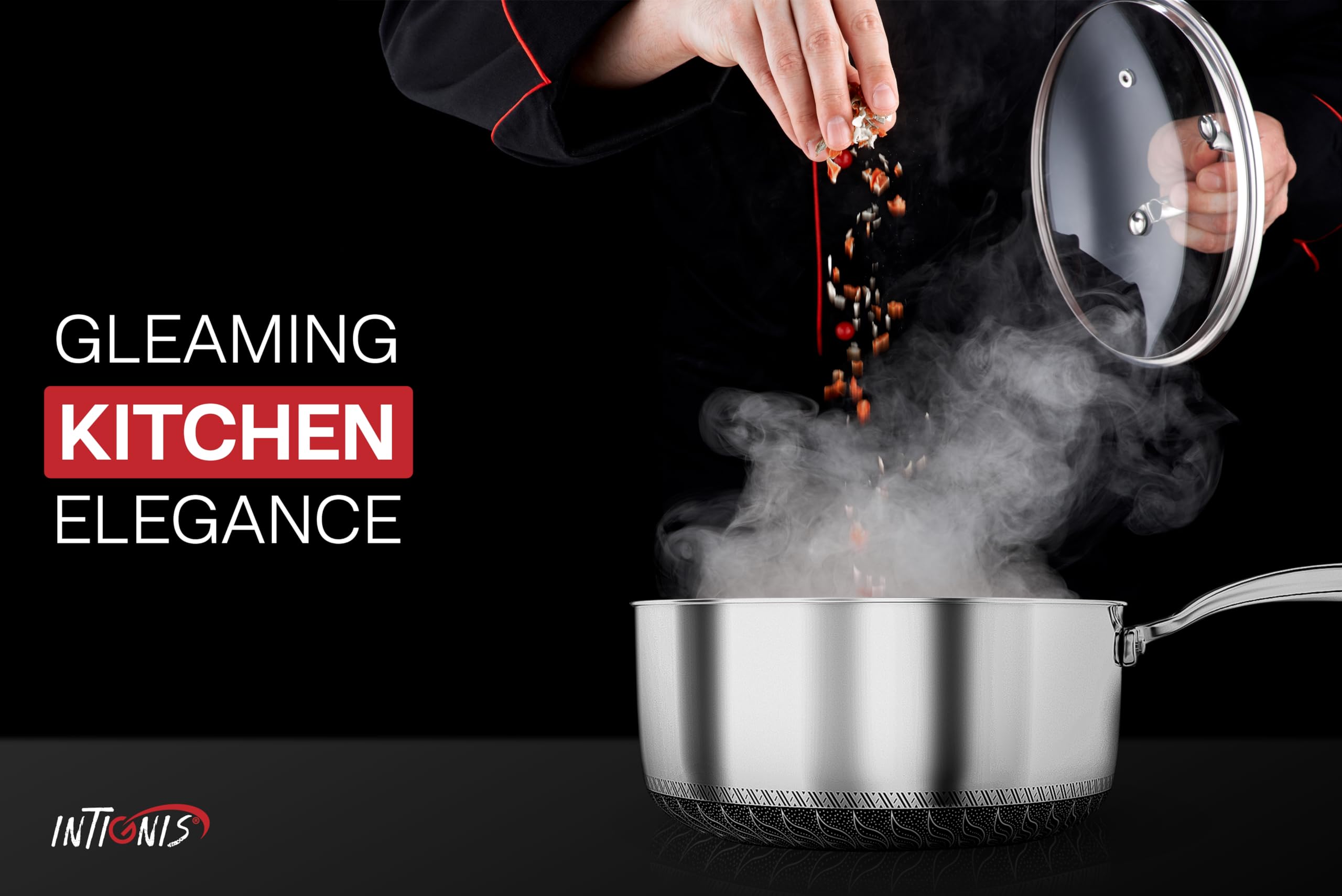 INTIGNIS Saucepan with lid 20cm/2L | Nonstick Sauce Pot for Induction, Gas, Electric Hobs |Cooking Pot with Pour Spout |Stay Cool Handle | Anti