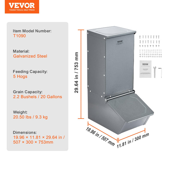 VEVOR Hog Feeder, 3.7 Bushel Capacity, Double Door Pig Feeder, Heavy Duty Steel Piglets Feeder, Multipurpose Trough Creep Feeder, Outdoor Livestock Feeder Farm Accessory for Feeding up to 8 Hogs