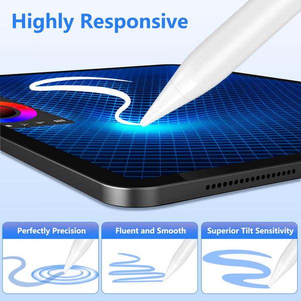 TQQ Pencil Compatible iPad 2018-2025, 2X Faster Charge, Pixel Precision, Tilt Sensitive Stylus Pen for Apple iPad 11/10/9/8/7/6th Gen, Pro 12.9/11/13 Inch M4, Air 3/4/5/M2/M3, Mini 5/6