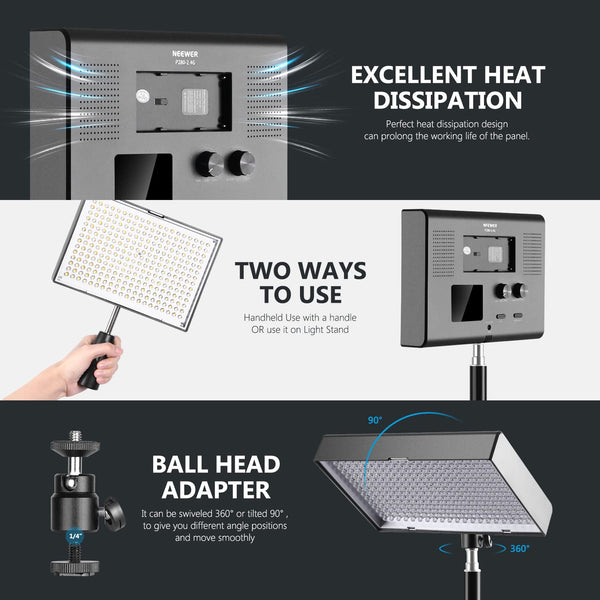 NEEWER Upgraded 660 PRO II RGB LED Video Light with App Control & Tripod Stand Kit, 2 Pack 50W/1% Min Dimming/CRI97+/3200~5600K Key Lighting for Game Streaming YouTube Recording Studio Photography