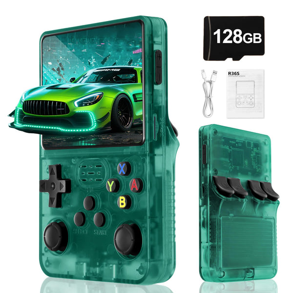 Blidinner R36S Retro Handheld Games Console -With Open Source Linux System,3000mAh Battery,3.5 Inch HD Screen,64G TF Card,20,000+ Classic Games,Portable Mini Game Console for Teens and Adults-Black