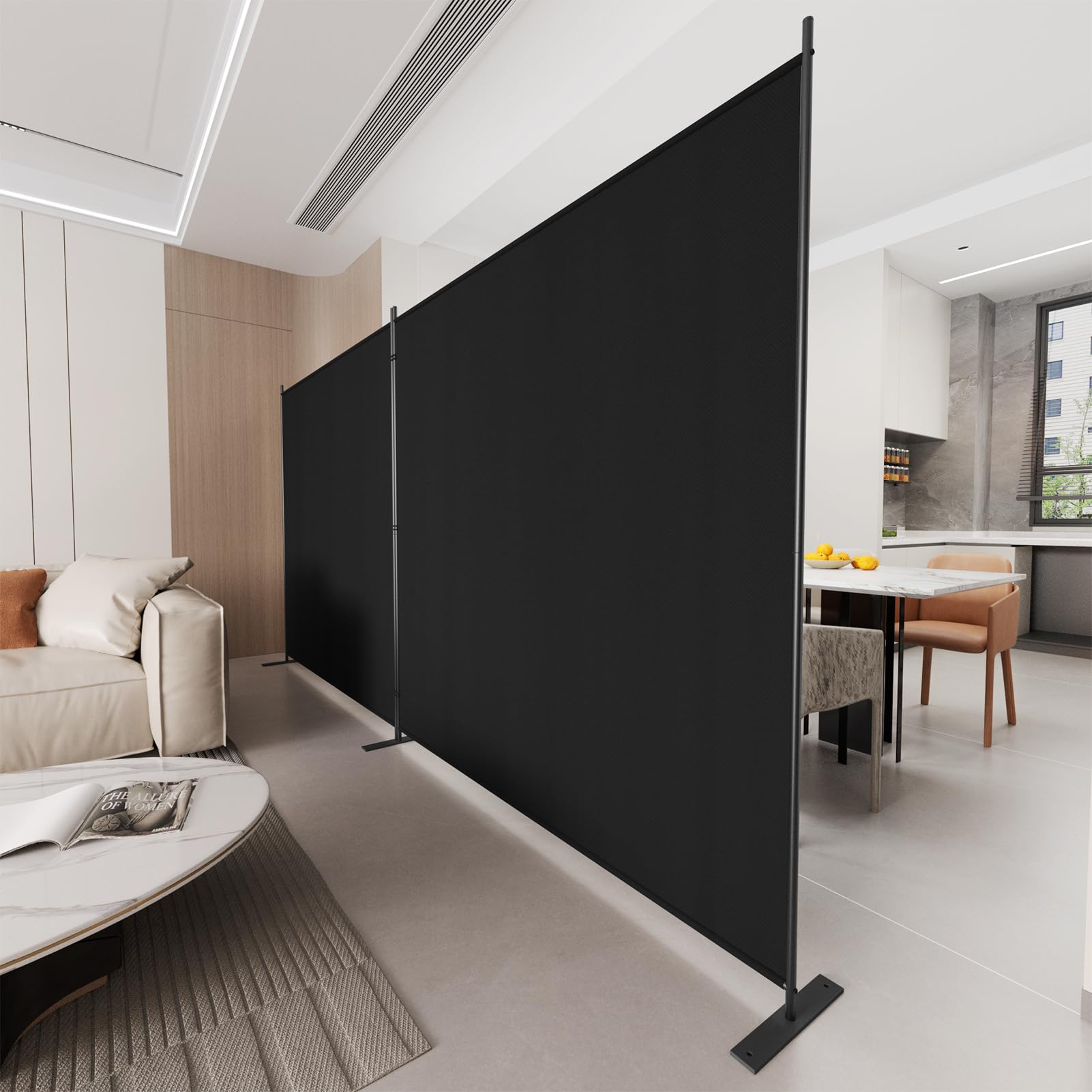 C-Hopetree 6 Panels Room Divider, 180cm Tall Indoor Folding Privacy Screen, Portable Partition Separator, Freestanding Separation Temporary Wall for Office, Bedroom, 304cm W X 180cm H, Black