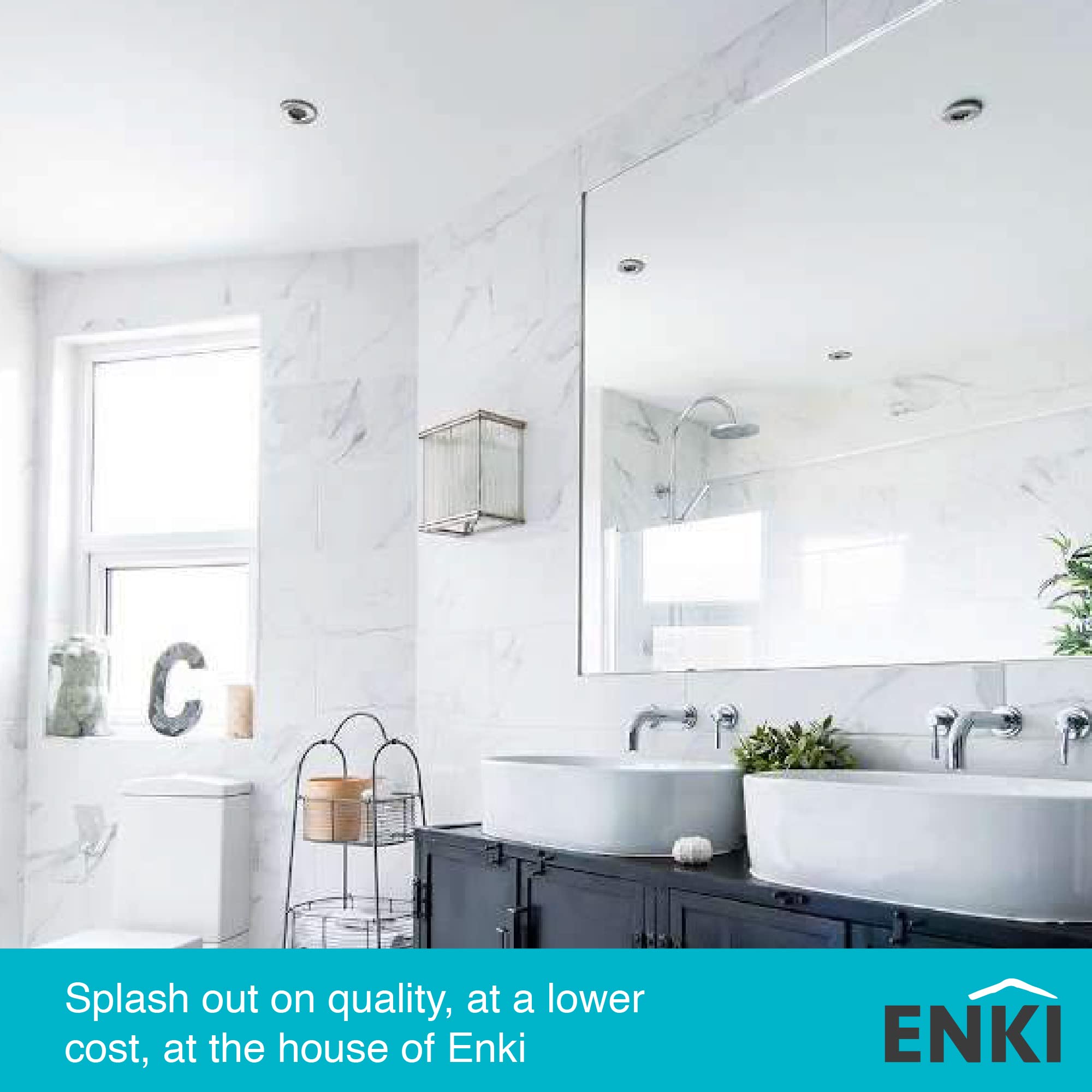 ENKI - Horizon Frameless Arched Polished Edge Glass Wall Mirror (40cm x 60cm) for Bathroom, Bedroom, Living Room & Hallway  Durable, Easy to Install,