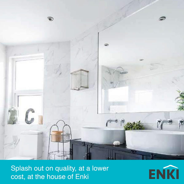 ENKI - Horizon Frameless Arched Polished Edge Glass Wall Mirror (40cm x 60cm) for Bathroom, Bedroom, Living Room & Hallway  Durable, Easy to Install,