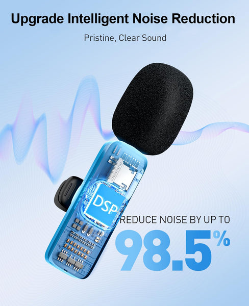 MENERESAS Mini Microphone for iPhone/Android: 3-in-1 Wireless Lavalier Microphone with Noise Reduction and Crystal Sound for Camera, Professional Video Recording, YouTube, TikTok