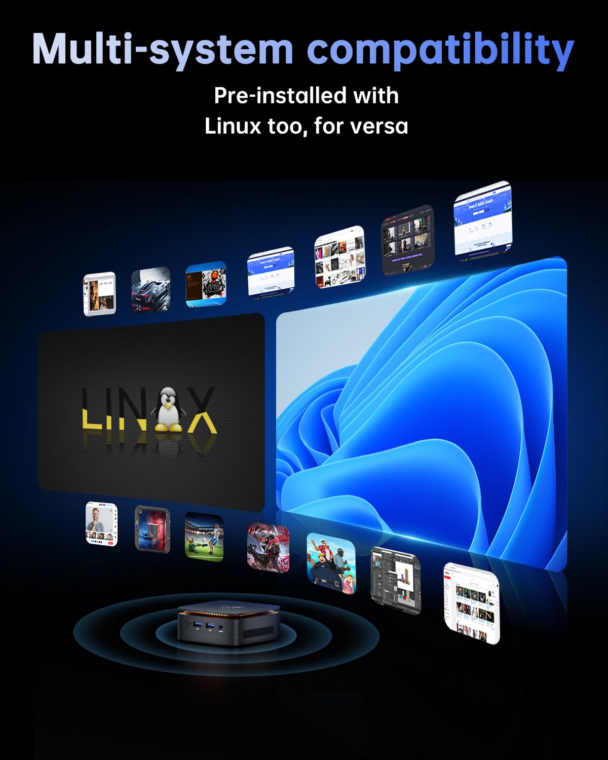 NiPoGi Essenx E1 Mini PC Ιntel Alder Lake-Ν95 (Up to 3.4GHz), Mini PC Windows 11 Pro 16GB RAM 512 GB M.2SSD, Mini Computer 4K@60Hz Dual Display/WiFi/BT, Mini Desktop PC for Business, Office