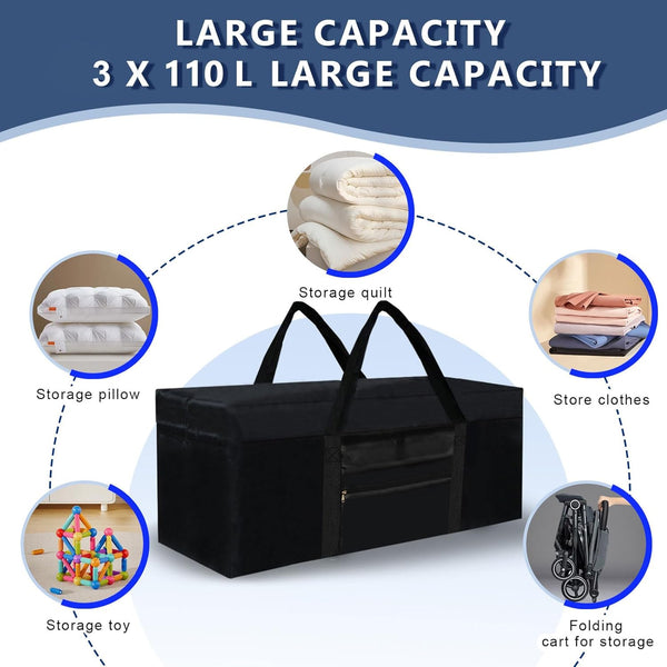 3 Pack 110L Travel Duffle Bag, Extra Large Heavy Duty 1680D Oxford Fabric Holdall Bag, Foldable Long Sports Duffle Luggage Bags Durable & Water Resistant