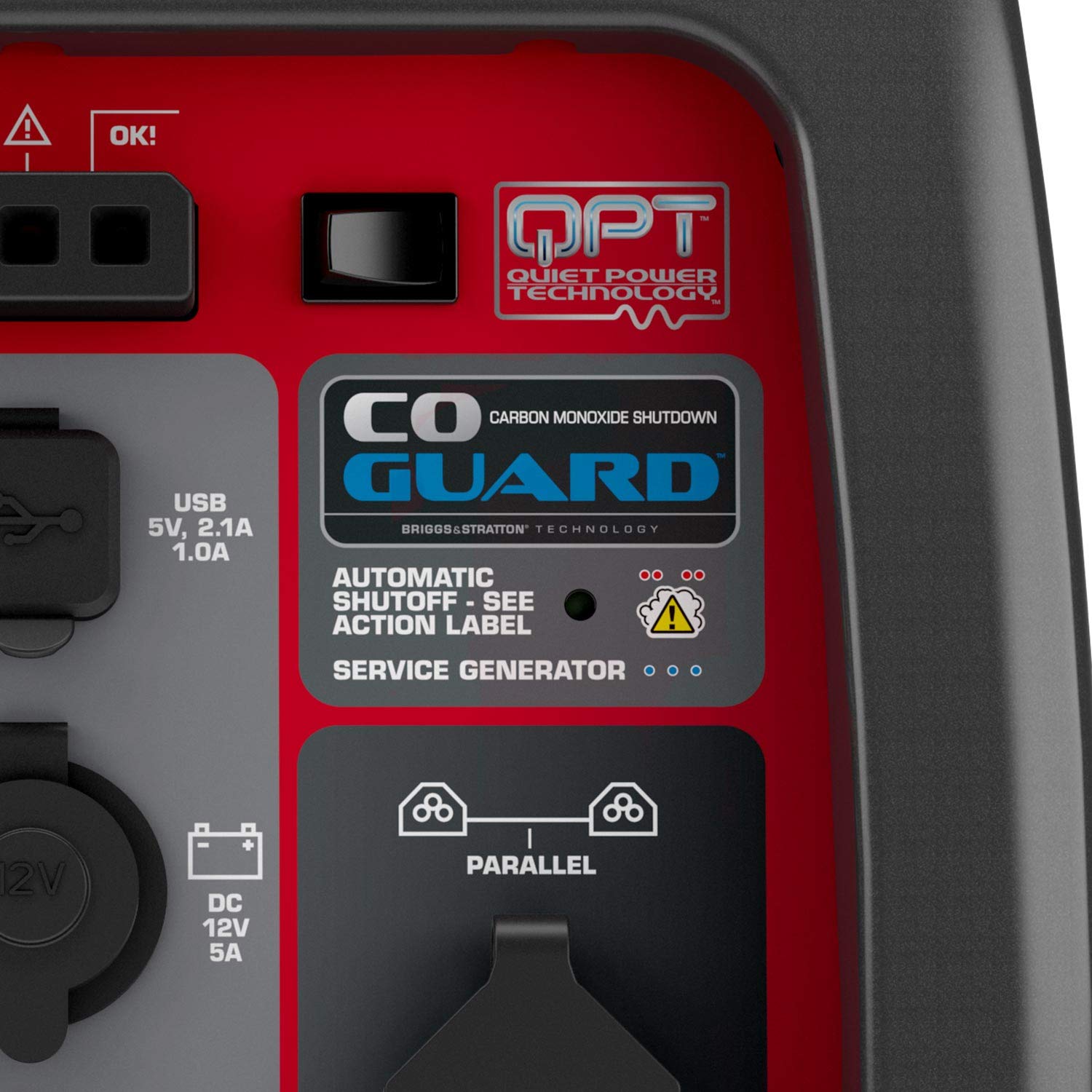 Briggs & Stratton 030801 Petrol Portable Inverter Generator PowerSmart Series P2400, 2400 Watt/1800 Watt Clean Power, Ultra Quiet and Lightweight , Grey