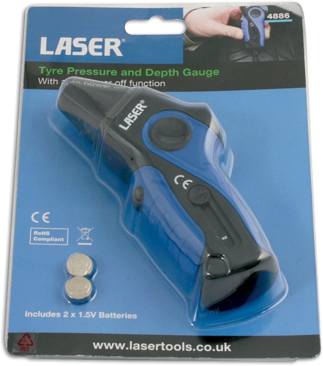 Laser 4886 Tyre Pressure & Depth Gauge
