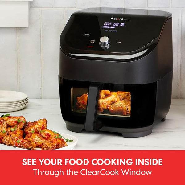 Instant Pot - Versazone Dual Black Air Fryer - Large 8.5L, Family Size - Single Double Basket with Divider - 8 in 1 - Food Dehydrate, Grill, Bake, Roast, Reheat, Non-Stick, Easy Clean, Dishwasher Safe