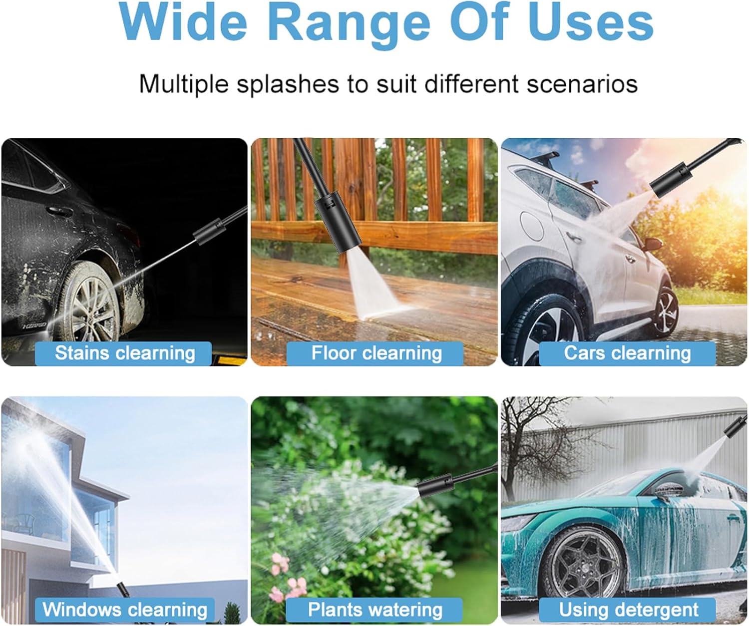 EAFCar Cordless Pressure Washer, Portable High Power Washer Machine with 4.0Ah Rechargeable Battery, Pressure Washer for Car/Floor/Garden Cleaning & Watering (Redblack)