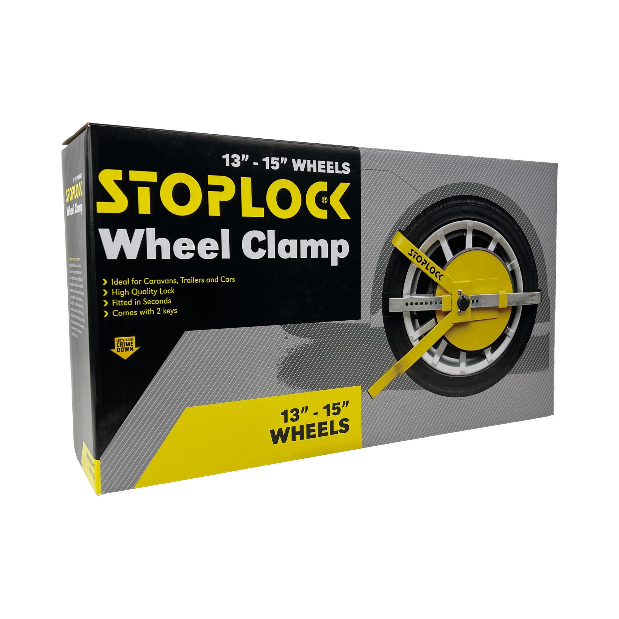 Stoplock Wheel Clamp HG 400-00 - Anti-Theft Lock Device for Small-Wheeled Cars Caravans Trailers With 13" to 15" Wheels , Yellow