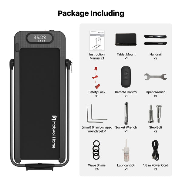 Mobvoi Home Treadmill SE 3 in 1 Foldable Treadmill for Home Walking Pad 2.5 HP Compact Portable folding Under Desk Running Machine with Remote Control LED Display for Home Office 12 km/h