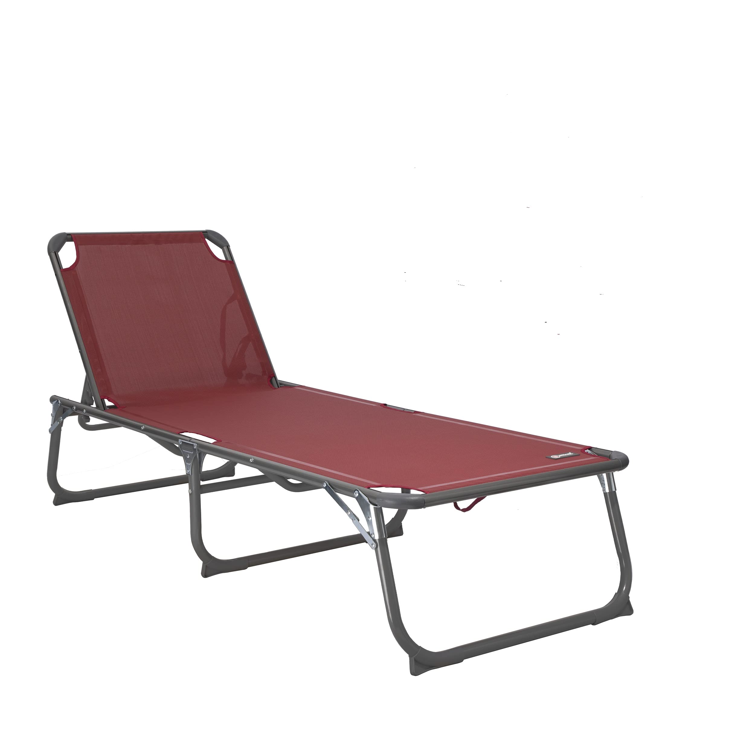 Homecall XXL Aluminium Sun Lounger, Textilene Fabric, 200 x 70 cm, Max Load 150 kg - Red