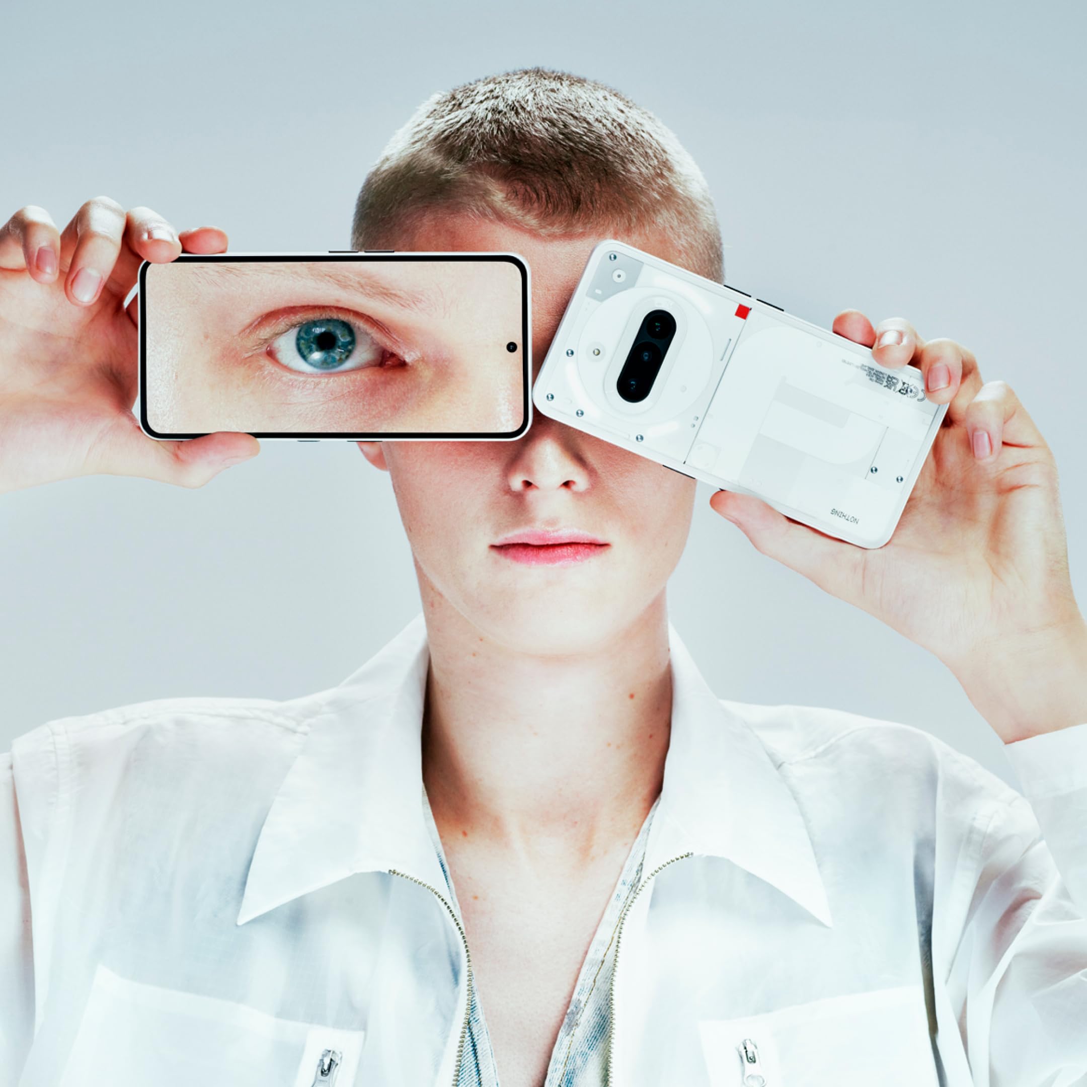 Nothing Phone (3a) 128 GB - mobile phone with 32 MP front camera, 30x ultra zoom - White + Nothing Ear (a) White