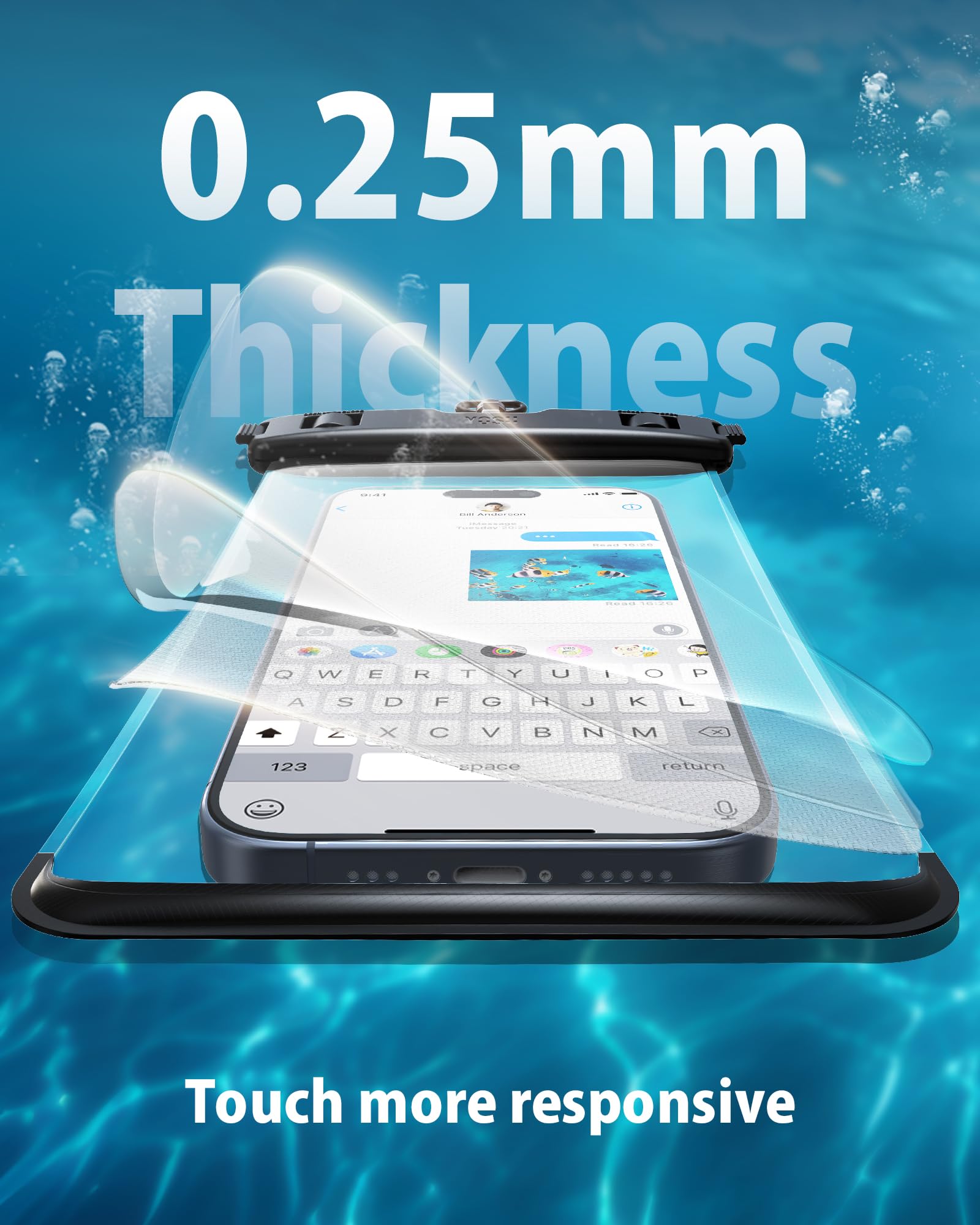 YOSH Waterproof Phone Pouch 2 Pack, 7 inch IPX8 Waterproof Phone Case for Swimming Travel Beach Trip Snorkelling Kayaking, Underwater iPhone Case for iPhone 16 15 14 Pro Max, Samsung S25 S24 Ultra