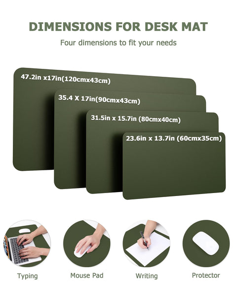 MOLMO Non-Slip Desk Mat, Waterproof Desk Pad Table Protector, Easy Clean Laptop Mat Large Mouse Pad Leather Writing Mat with Suede for Office /Home/Decor (Light Green, 60 x 35 cm)