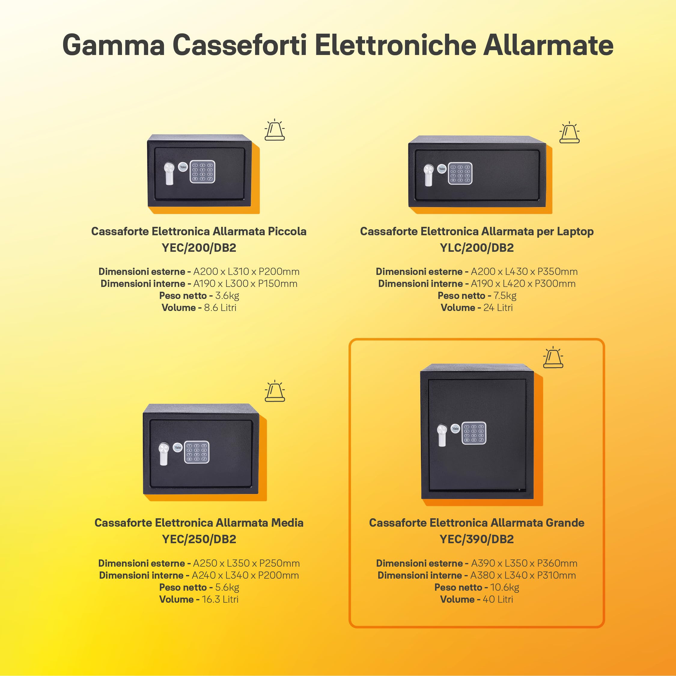 Yale - Electronic Alarmed Safe Laptop - Standard Security - YLC/200/DB2