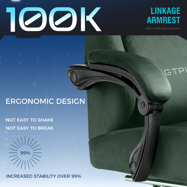 GTPLAYER Fabric Gaming Chair, Ergonomic Computer Chair with Footrest and Lumbar Support Height Adjustable Home Office with 360°-Swivel Seat and Headrest