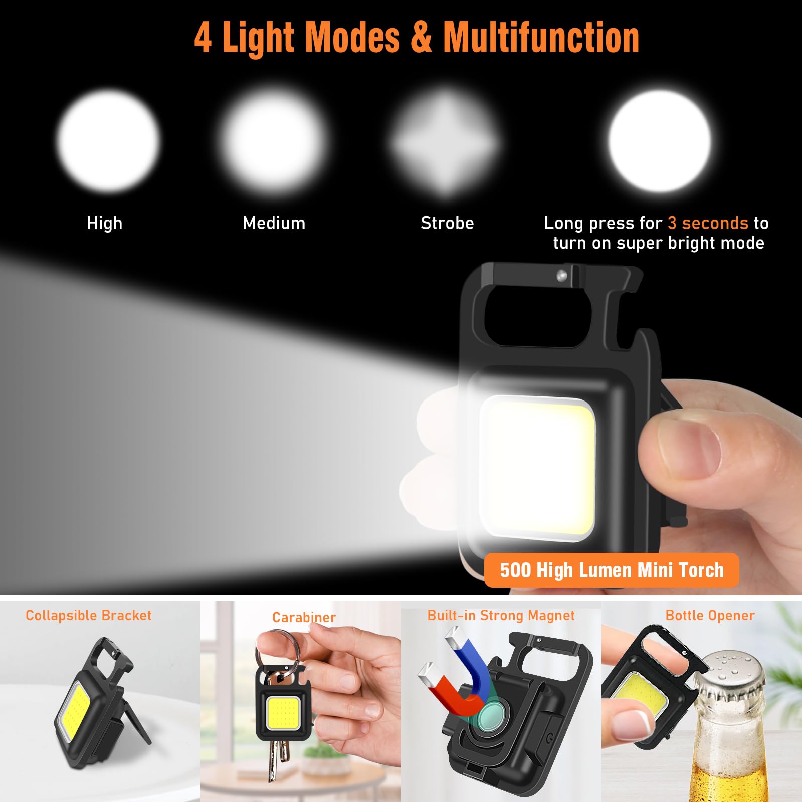 Shadowhawk Torches LED Super Bright Rechargeable, Flashlight 500000 Lumens XHM77.2 Torches Battery Powered, Powerful Tactical Flash Light Torch, USB Hand Torch for Dog Walking Camping Emergency Gift