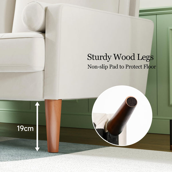 Vesgantti Small 2 Seater Sofa Blue, Comfy Sofa Couch with Spring Cushion, Velvet Sofa with Wood Legs, Modern Love Seat Sofa, Sofa 2 Seater for Living Room, Small Sofa for Bedroom, Blue Office Sofa