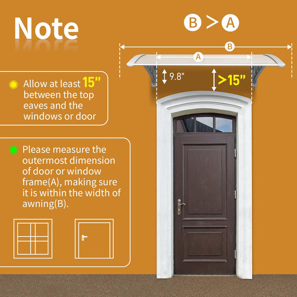 Outopee Door Canopy Awning, 120 x 80 cm Window Garden Front Door Canopy for Outdoor Shelter, Window Porch Shade, Patio Roof Cover, Black