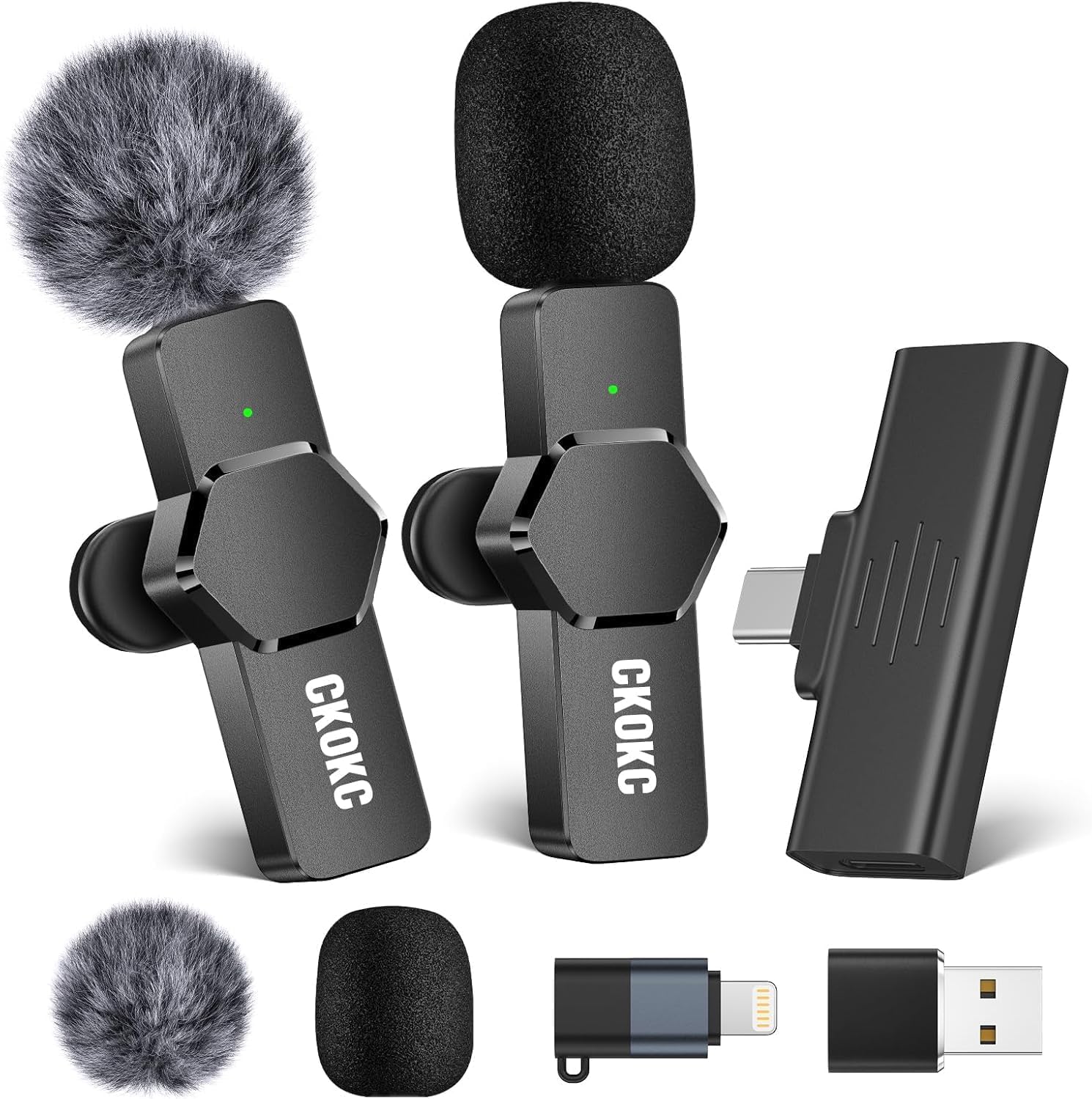 CKOKC Wireless Lavalier Microphone for iPhone - Android Computer, Mini Microphone for Live Streaming, Video Recording, Outdoor or Indoor Interviews, YouTube, TikTok, Vlog