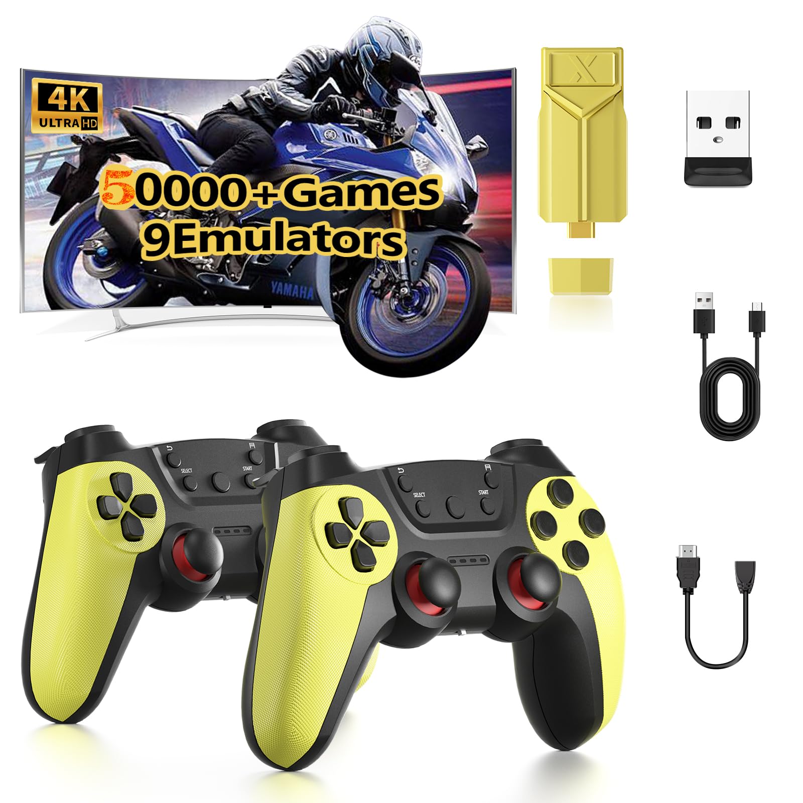 Retro Games Console, 40000+ wireless retro gaming console stick,HD HDMI TV Revisit Classic retro play Plug and Play game stick,Premium Competitive Dual Controllers